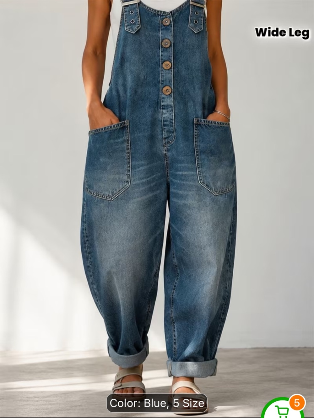 Amazon Wide-Leg Denim Overalls - Blue